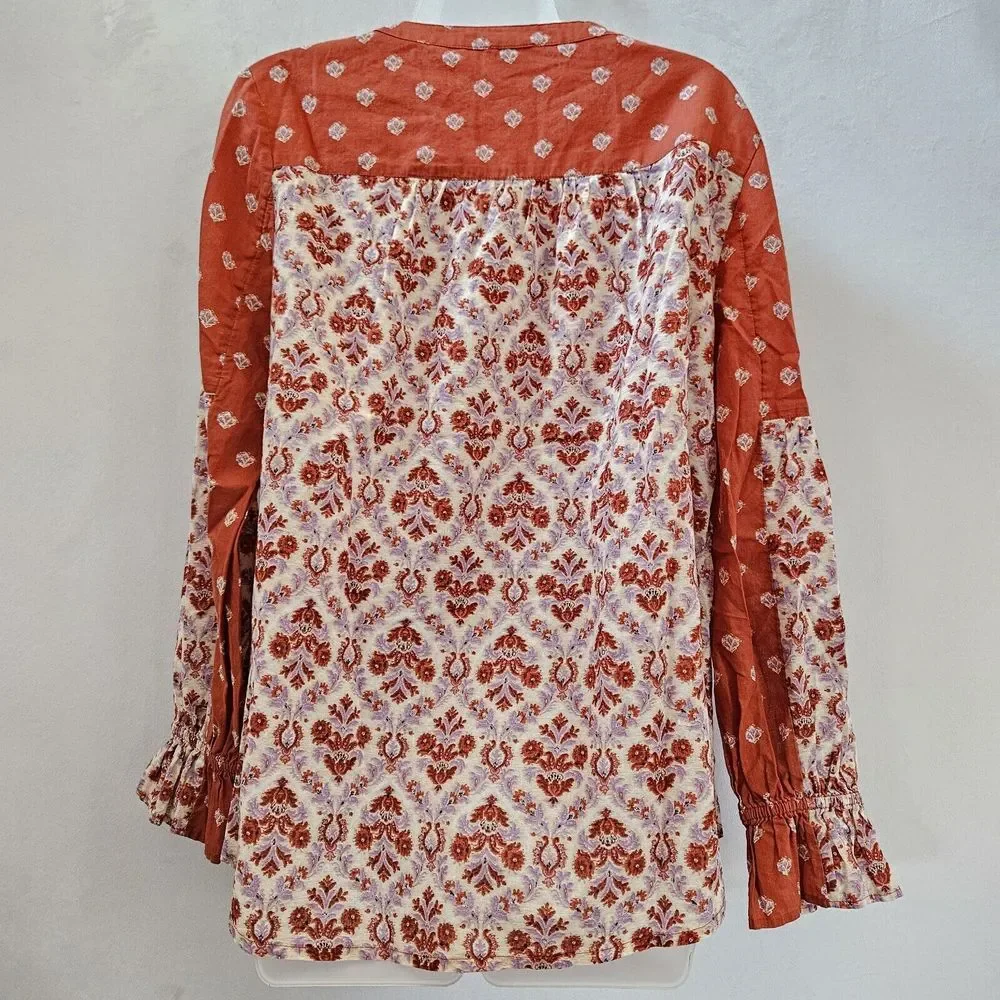 Sundance Red Rust Printed Peasant Tunic - Picture 3 of 14